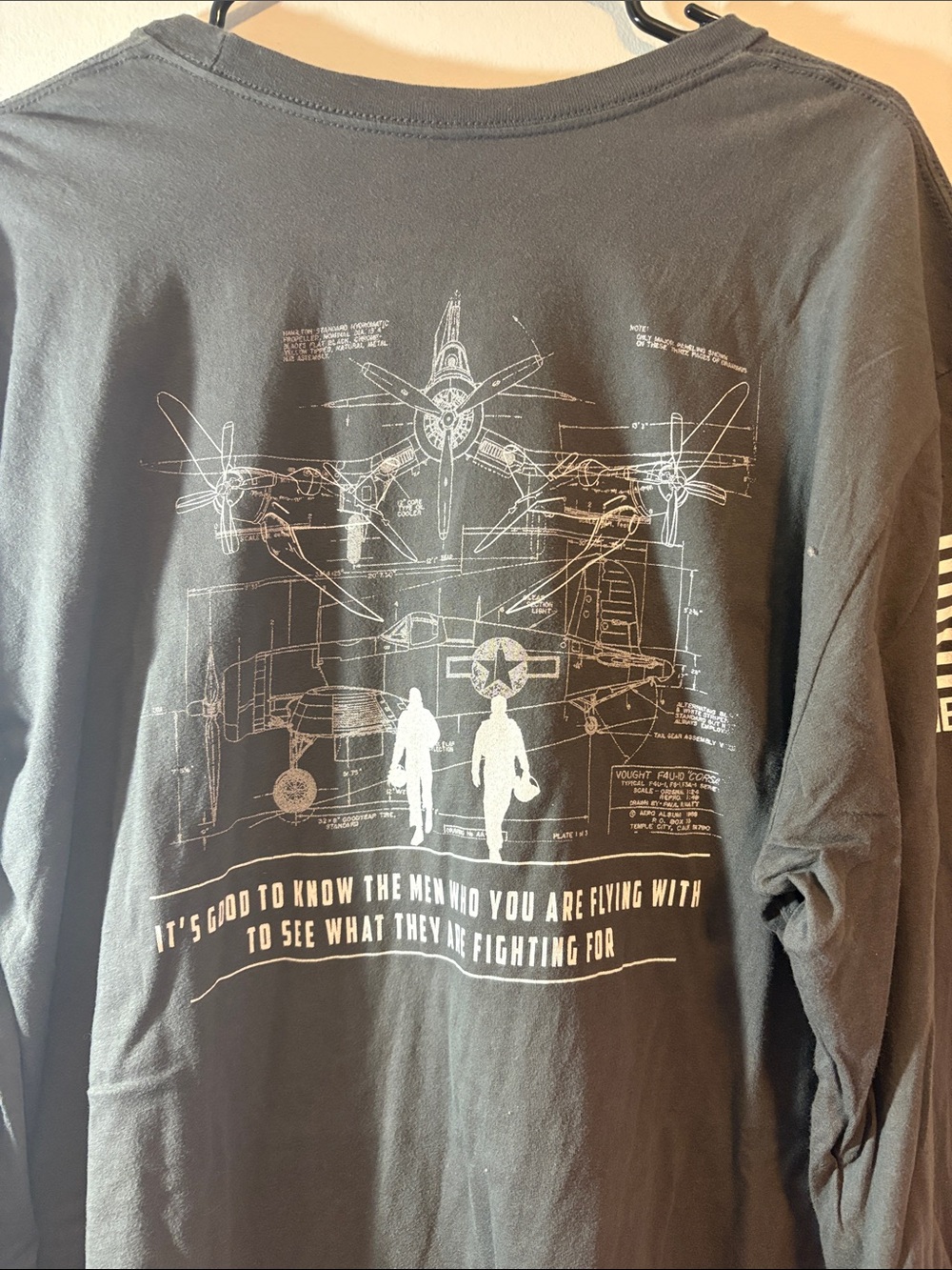 Nine Line 100 Percent Cotton Cool Airplane Graphic Long Sleeve T-Shirt